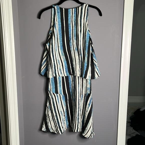 Parker Black and Blue Silk Sleeveless Flowy Layered Dress Size Small - Picture 6 of 9